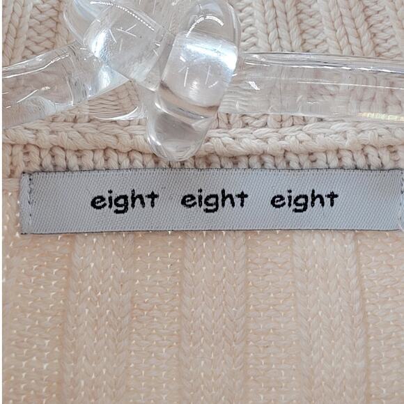 Eight Eight Eight Off White Rib Knit Button Down Academia Cardigan Sweater - Picture 4 of 12
